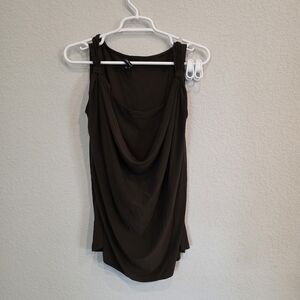 Draped Brown Sleeveless Cowl Neck Camisole